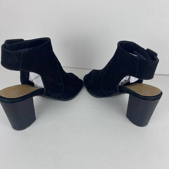 Vionic Blakely Open Toe Sz 8 Sandals Block Heel Black Suede Booties Vampy Goth - Picture 6 of 8